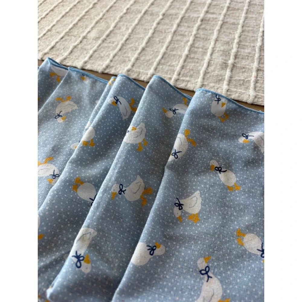 vintage country goose cloth napkins 1980s 90s cottagecore blue granny chic